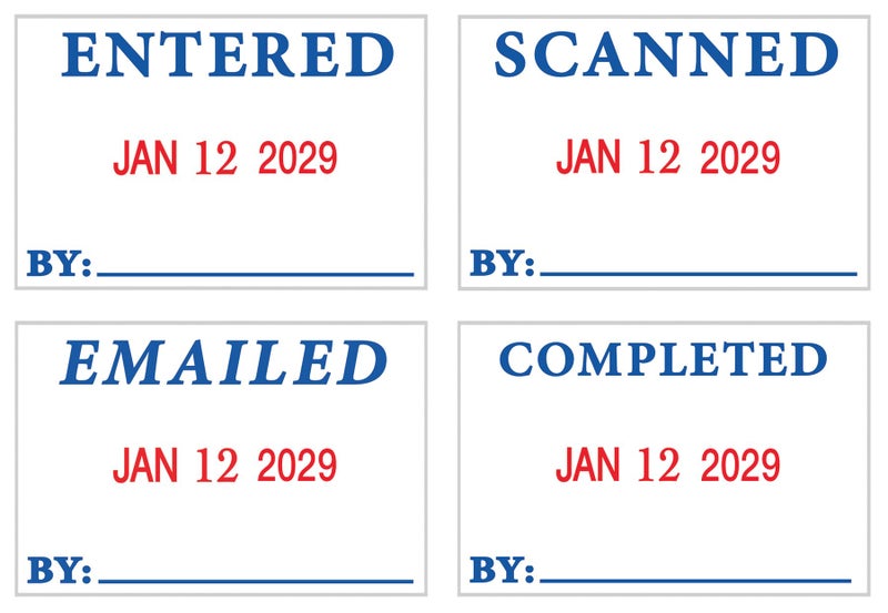 2000 PLUSÂ® 4-in-1 Date Stamp, 15/16" x 1 3/4", Blue/Red - Image 3